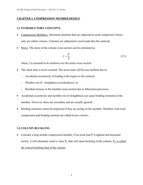 CHAPTER 3. COMPRESSION MEMBER DESIGN 3.1 